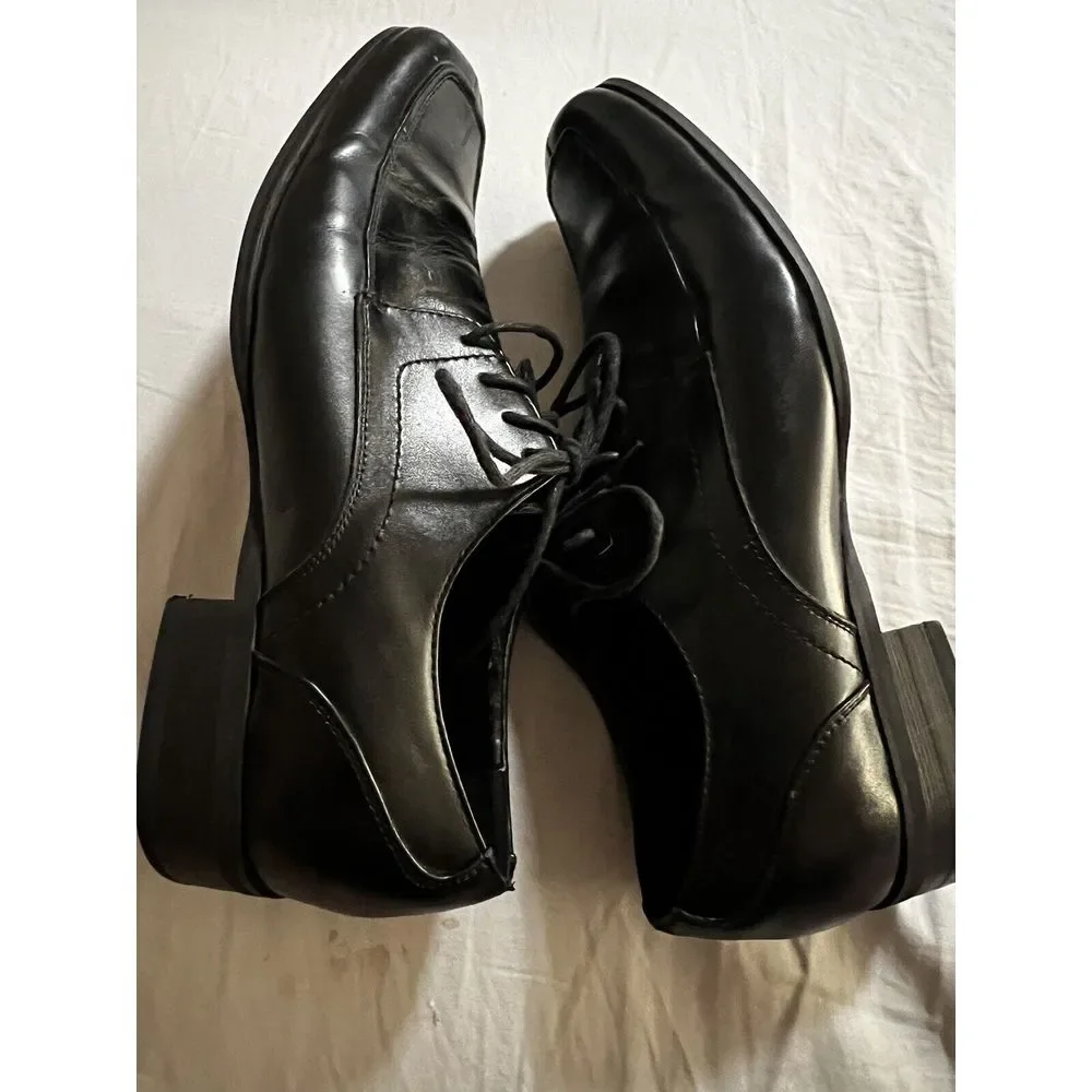 Steve‎ Madden Evollve Men's Black Oxford Dress Shoes 9 Leather Upper Lace Up